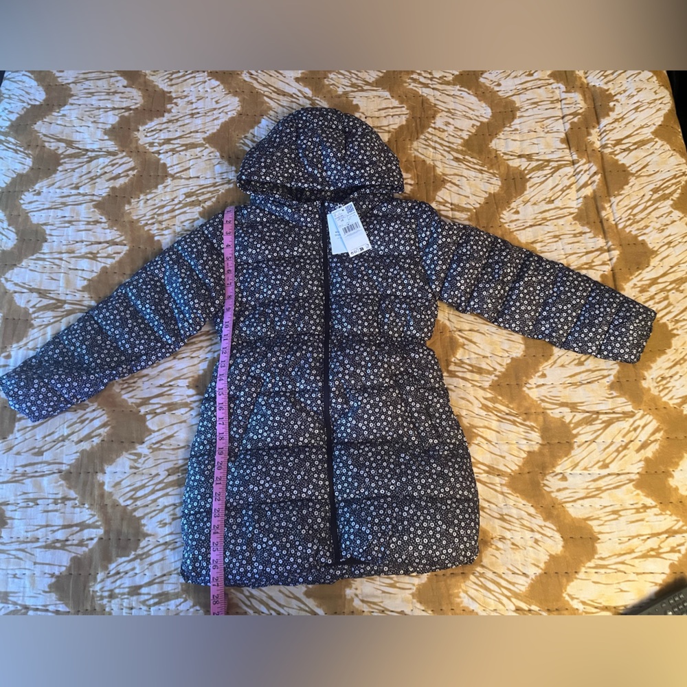 Mango Kids Floral Puffer Jacket - Black and White